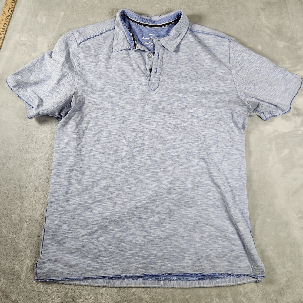 Tommy Bahama IslandZone Polo Mens Large Blue Heather Performance Golf Preppy